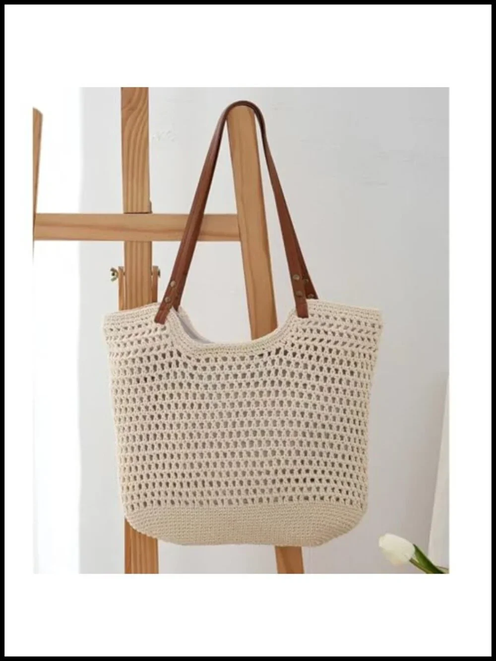 Bohemian Crochet Hobo Shoulder Bag Handwoven Cotton Beach Tote